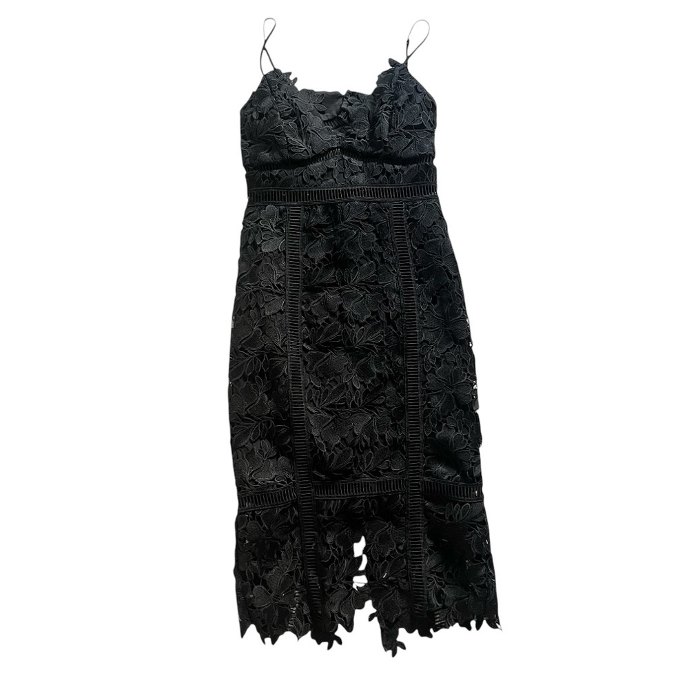 Bardot Size 4 Black Layered Floral Detail Cami Midi Dress